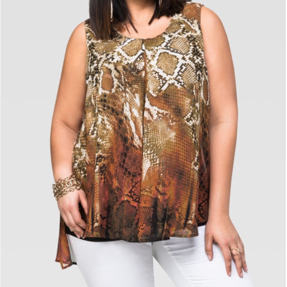 Ashley Stewart - Snake Print Flyaway top (NEW)